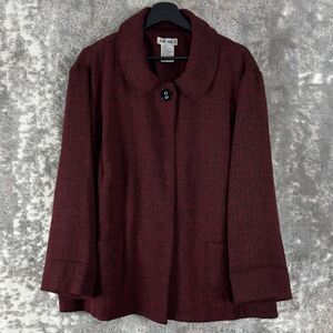 JW Treci Plus Size 22W Outdoor Button Jacket Red Black Long Sleeve Pocket